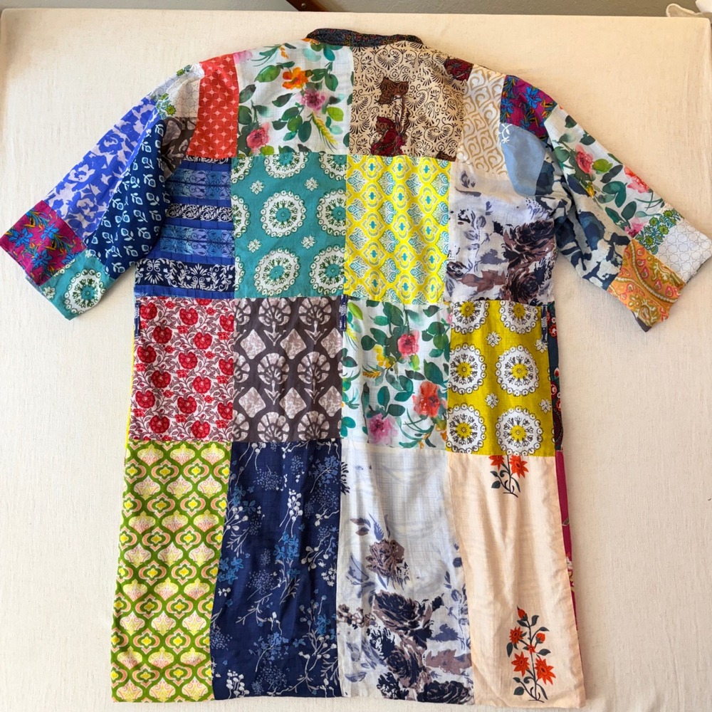 Unbranded Patchwork Boho Duster Kimono Robe Women OS Multi-Color - Picture 3 of 11